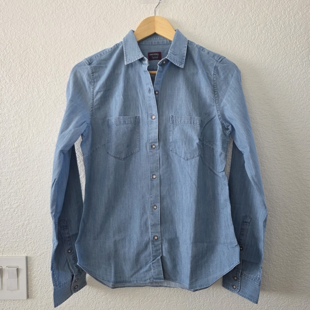 Untuckit Chambray Alleanza Blue Denim Shirt 2 NEW